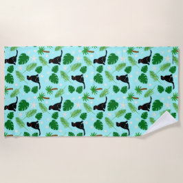 In de oceaan blauw tropische zwarte hond strandlak strandlaken