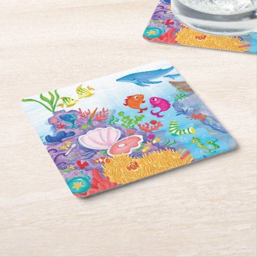 In de oceaan kartonnen onderzetters (Schuin)