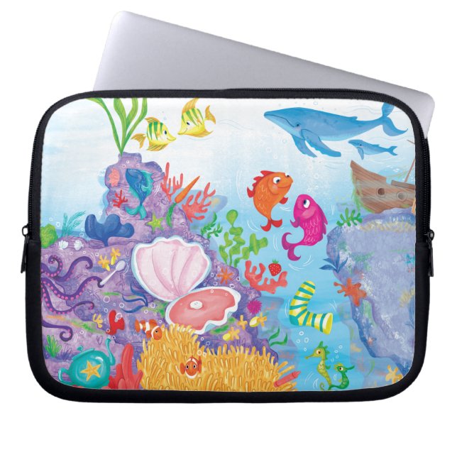 In de oceaan laptop sleeve (Voorkant)