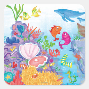 In de oceaan vierkante sticker