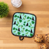 In de Ocean Blue Tropical Black Pup Pot Holder Pannenlap (Top down)