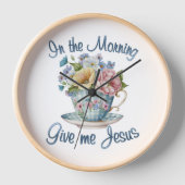 In de ochtend geef me Jezus ronde wandklok (Voorkant)
