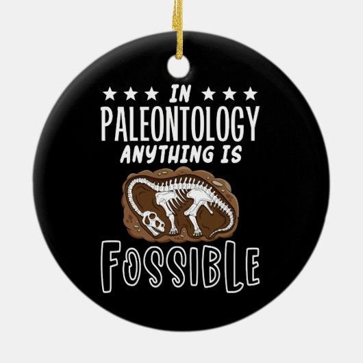 In de paleontologie is alles mogelijk dinosaurus p keramisch ornament (Achterkant)