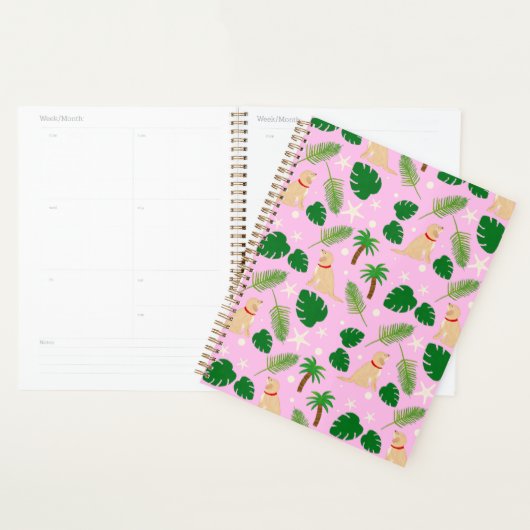 In de Pink Golden Retriever Planner (Display)