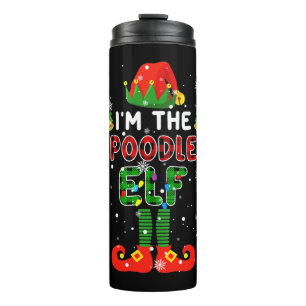 In de poedel Elf Xmas Red Plaid Elf kostuum Hond L Thermosbeker