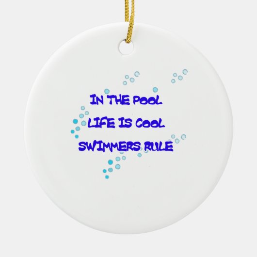 In de pool is het leven cool keramisch ornament (Voorkant)