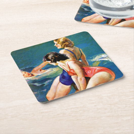 In de pool kartonnen onderzetters (Schuin)