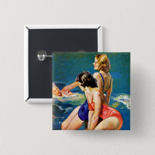 In de pool vierkante button 5,1 cm (Voorkant /achterkant)