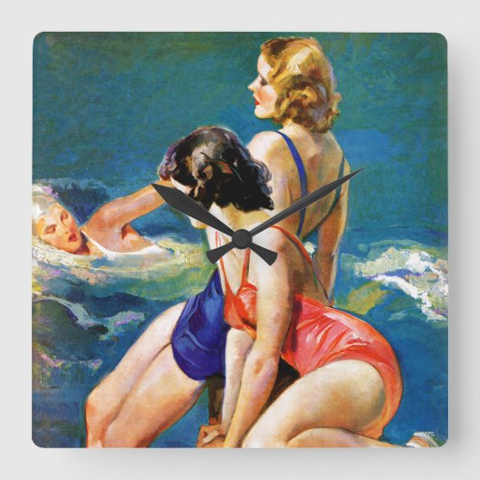 In de pool vierkante klok (Voorkant)