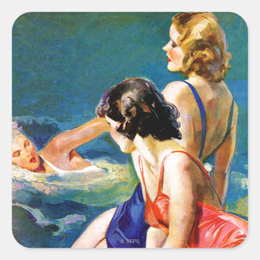 In de pool vierkante sticker (Voorkant)