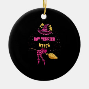 In De Rat Terrier Heks Halloween Matching Keramisch Ornament