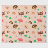 In de Regen - paddenstoelenparaplu - Oranje Cadeaupapier (Vlak)