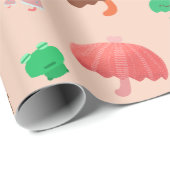 In de Regen - paddenstoelenparaplu - Oranje Cadeaupapier (Rol Hoek)