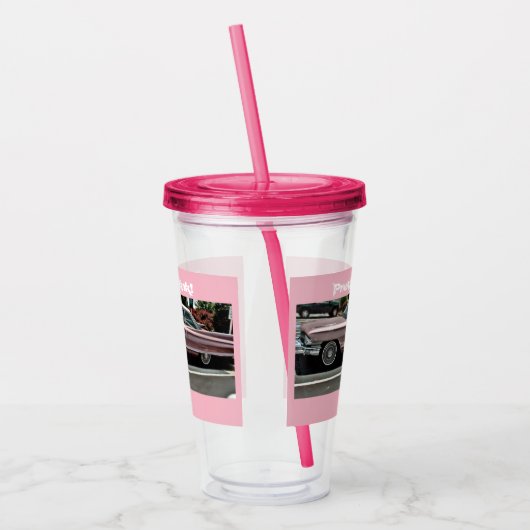 in de roze Acrylcup van Cadillac Acryl Drinkbeker (Links)