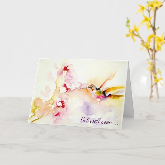 "In de Roze" Kolibrie word goed Kaart (Gele Bloem)