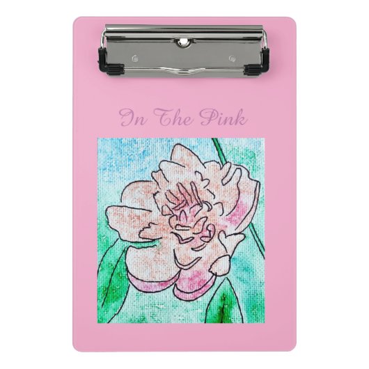 In de Roze Pioen   Mini Klembord (Voorkant)