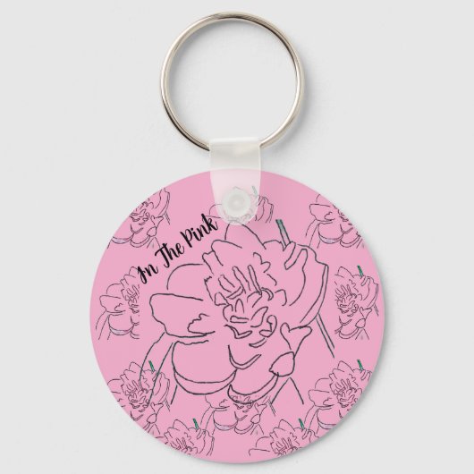 In de Roze Pioen Sleutelhanger (Voorkant)