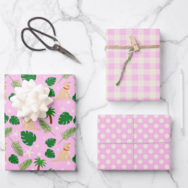 In de Roze Tropische Ronde van de Gift van de Gift Inpakpapier Vel