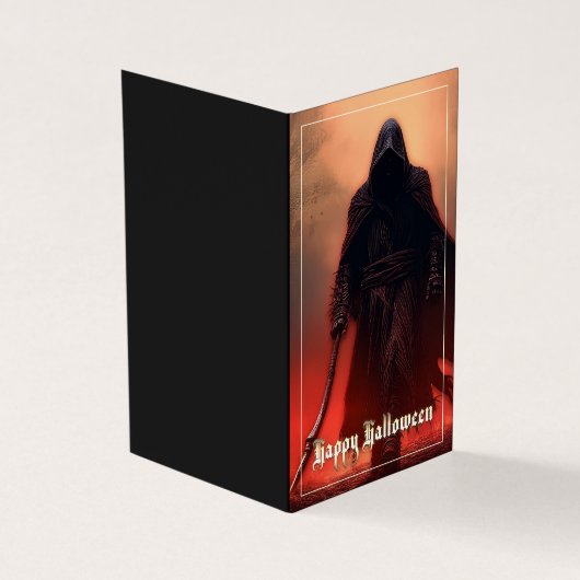In de schaduw van de Grim Reaper - Halloween Kaart (Buitenkant)