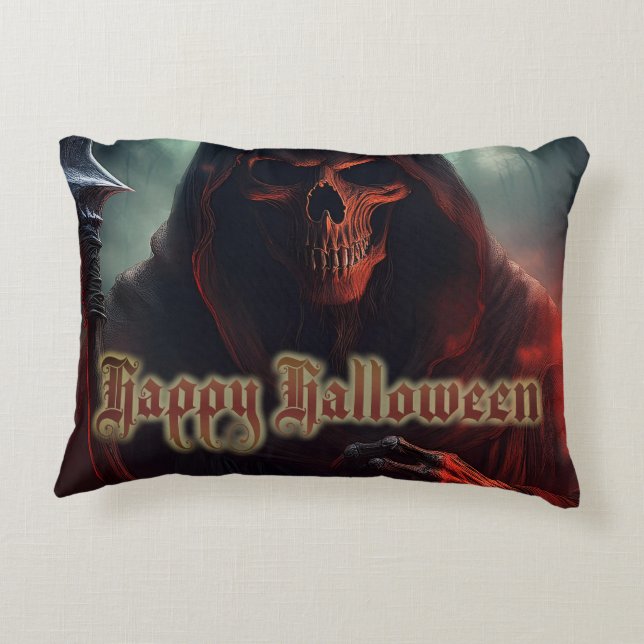 In de schaduw van de Magere Hein - Halloween Accent Kussen (Achterkant)