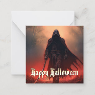 In de schaduw van de Magere Hein - Halloween Notitiekaartje