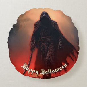 In de schaduw van de Magere Hein - Halloween Rond Kussen