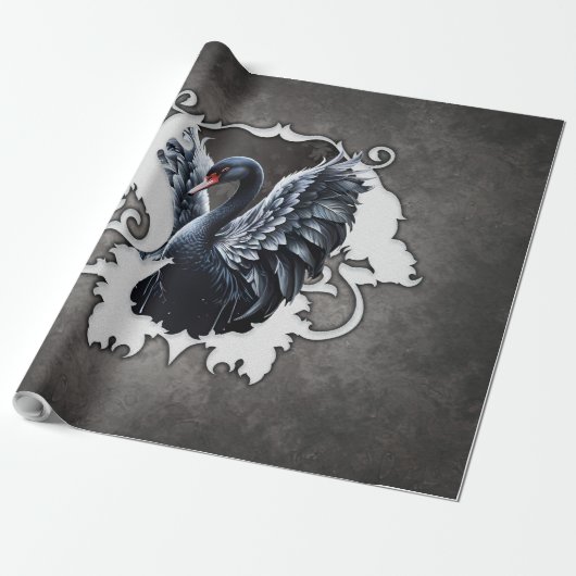 In de schaduw van elegantie: een zwarte zwaan cadeaupapier (Uitgerold)