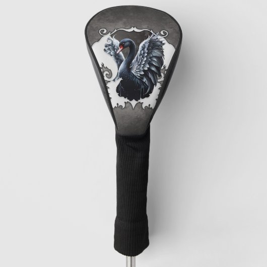 In de schaduw van elegantie: een zwarte zwaan. golfheadcover (Voorkant)