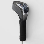 In de schaduw van elegantie: een zwarte zwaan. golfheadcover (Schuin)