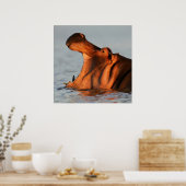 In de schemering Hippopotamus Portrait Poster (Keuken)