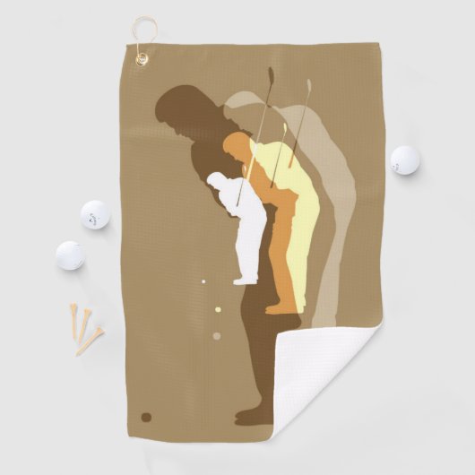 "In de schommel" linkshandige golfhanddoek (Insitu)