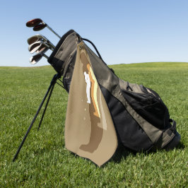 "In de schommel" linkshandige golfhanddoek