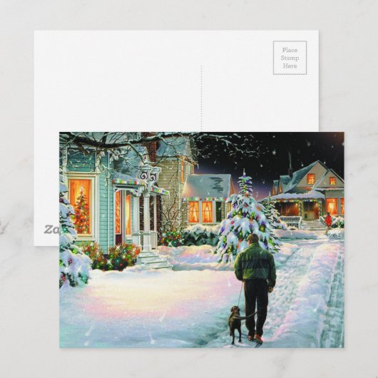 In de sneeuw lopen briefkaart (Voorkant / Achterkant)