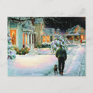 In de sneeuw lopen briefkaart