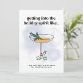 In de Spirit Whiskey Cocktail Funny Minimal Feestdagenkaart (Staand voorkant)