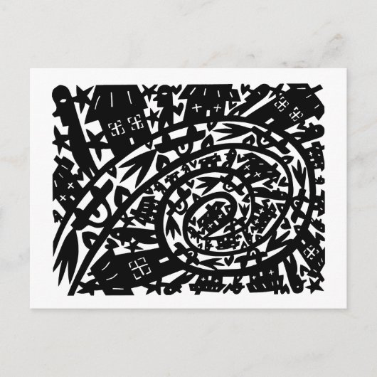 In de stad briefkaart (Voorkant)