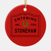 In de stad Massachusetts Stoneham Kerstmis Keramisch Ornament (Voorkant)