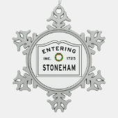 In de stad Massachusetts Stoneham Tin Sneeuwvlok Ornament (Voorkant)