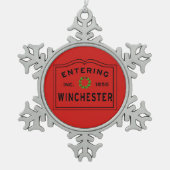 In de stad Massachusetts Winchester Snowflake P Tin Sneeuwvlok Ornament (Voorkant)