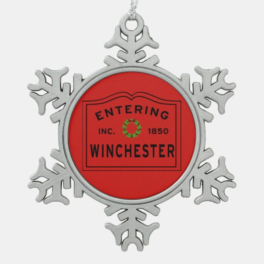 In de stad Massachusetts Winchester Snowflake P Tin Sneeuwvlok Ornament (Voorkant)