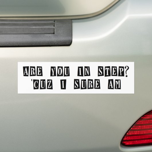 In de stapbumpersticker bumpersticker (Op auto)