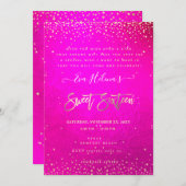 In de Stars Sweet 16, Flashy Neon Pink Kaart (Voorkant / Achterkant)