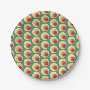 In de stijl van de jaren 70 geïnspireerd cirkelpat papieren bordje