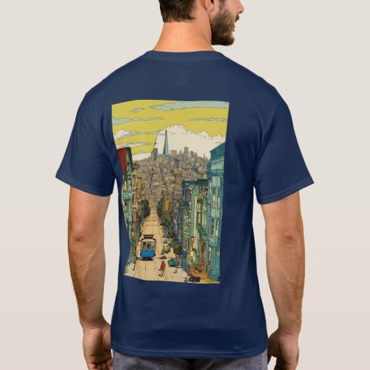 in de stijl van Tin-Tin strips, levendige kleuren T-shirt (Achterkant)