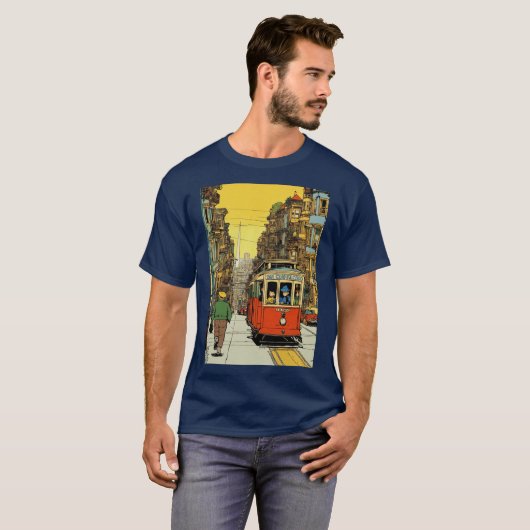 in de stijl van Tin-Tin strips, levendige kleuren T-shirt (Voorkant volledig)