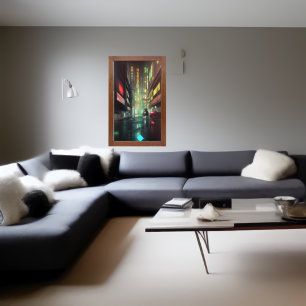 In de straat op het nachtelijke AI Art Poster