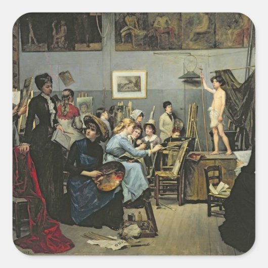 In de Studio Vierkante Sticker (Voorkant)