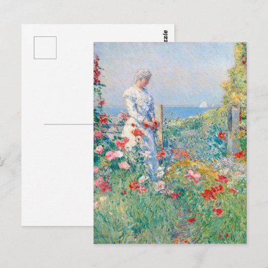 In de tuin door Frederick Childe Hassam Briefkaart (Voorkant / Achterkant)