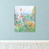 In de tuin door Frederick Childe Hassam Canvas Afdruk (Insitu (Houten vloer))