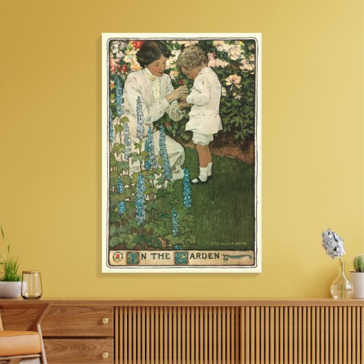 In de tuin door Jessie Willcox Smith Canvas Afdruk (Insitu (Woonkamer))
